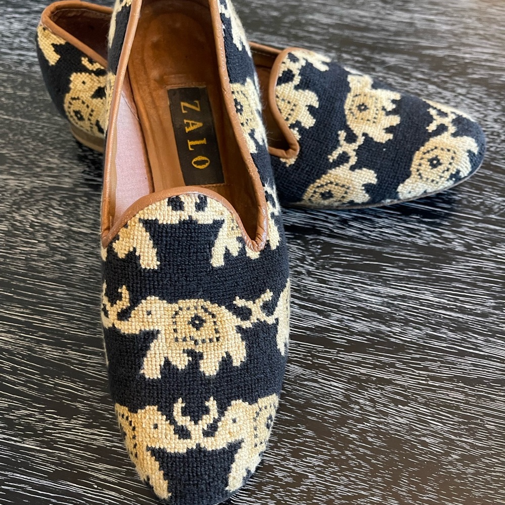Zalo Elephant Needlepoint Loafers